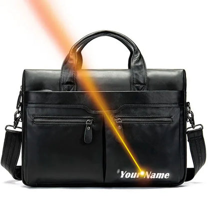 Stylish MVA Men's Genuine Leather Shoulder Bag - Versatile Messenger Tote for 14" Laptops