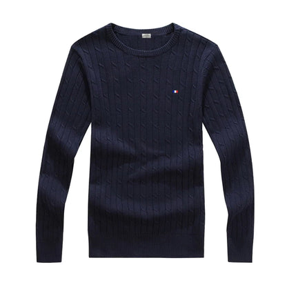 Brand Women'S Clothing 2022 Early Loose O-Neck Knitted Sweater Cable Knitted Sweater 100% Cotton RL8519