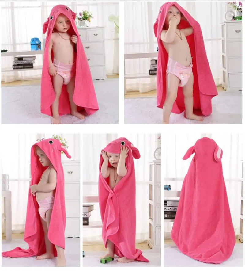 Kids Beach Towel Infant 100% Cotton Bathrobe Baby Boys Girls Spring Animal Hooded Bath Towel 90*90Cm Children Cartoon Blanket