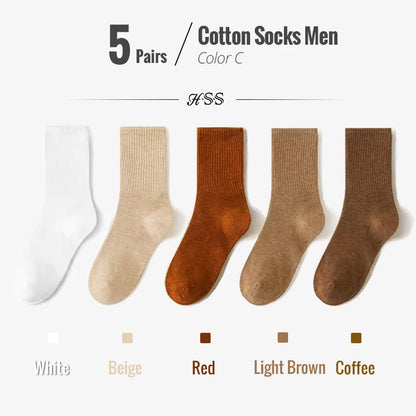 5/10 Pairs 95% Combed Cotton Socks Men Business Dress Long Socks Soft Breathable Spring Summer Colorful Sock for Man 5Pairs/Lot