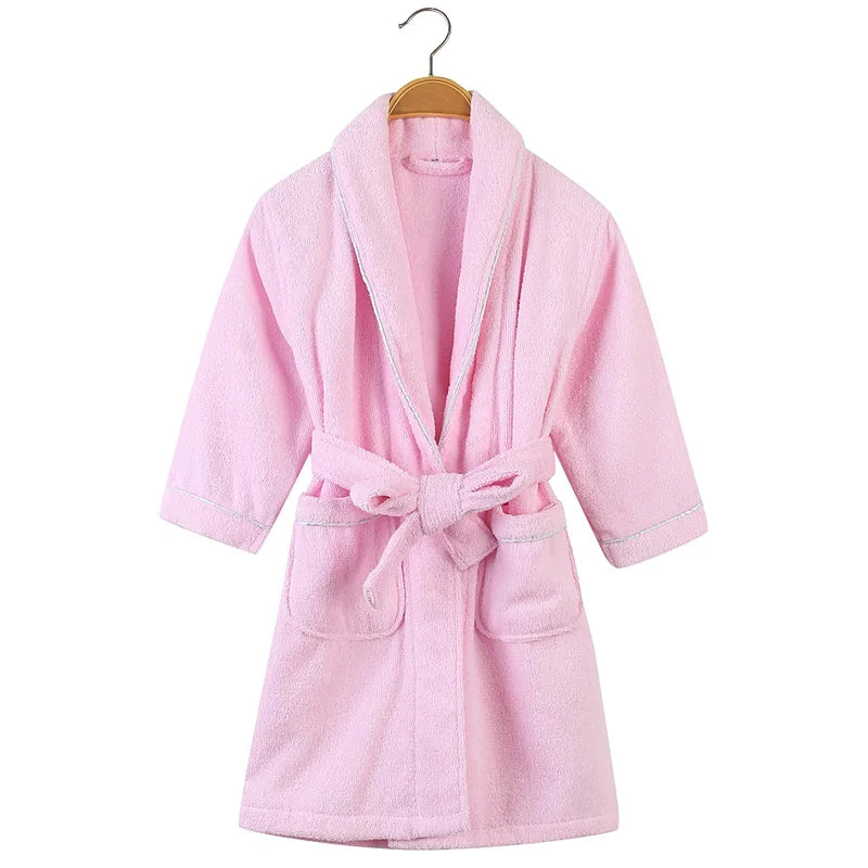 100% Cotton Toweling Terry Robe Kids Cartoon Robe Boy&Girls Hooded Robe Winter Warm Bathrobe Soft Sleeprobe Kids Casual Homewear
