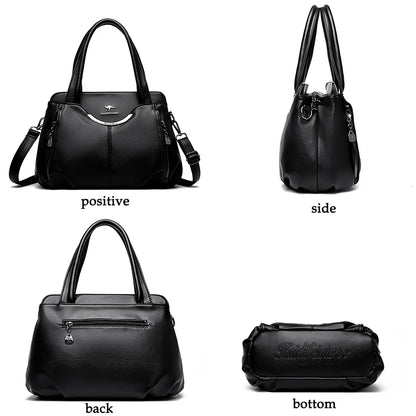 2024 New Multi Pocket Women'S Handbag High Quality Soft Leather Female Shoulder Bag Luxury Designer Girl Tote Bolsas Sac a Main