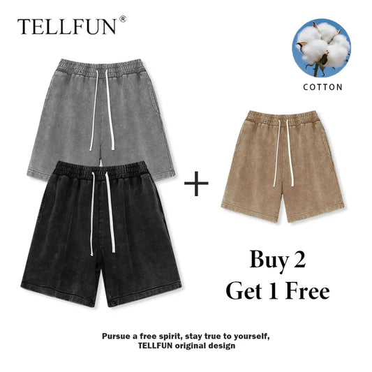 Buy 2 Get 1 Free Men'S Sweat Shorts Athletic Vintage Acid Washed Cotton Gym Short Elastic Waist Drawstring Workout Jogger Pants with Pockets Streetwear Athletic Sweat Shorts Baggy Bottom