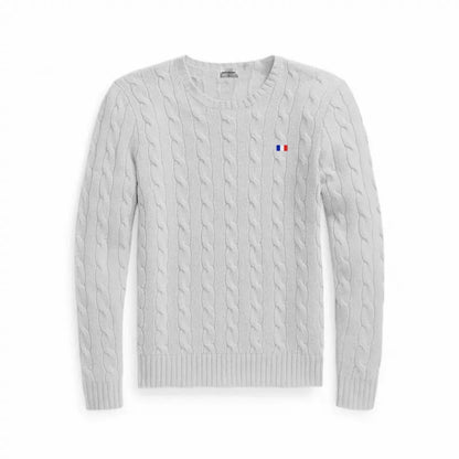 Brand Women'S Clothing 2022 Early Loose O-Neck Knitted Sweater Cable Knitted Sweater 100% Cotton RL8519
