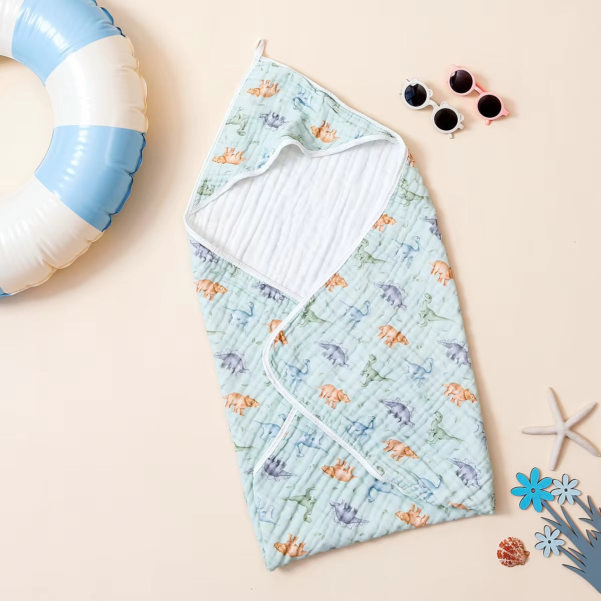 1Pc 100% Cotton Baby Hooded Bath Towel Gauze Soft Newborn Baby Swaddle Blankets Infant Wrap Receiving Blanket Toddler Bathrobe