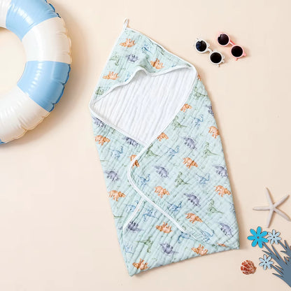 1Pc 100% Cotton Baby Hooded Bath Towel Gauze Soft Newborn Baby Swaddle Blankets Infant Wrap Receiving Blanket Toddler Bathrobe