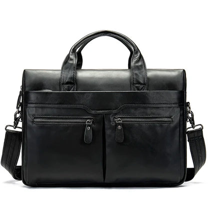 Stylish MVA Men's Genuine Leather Shoulder Bag - Versatile Messenger Tote for 14" Laptops