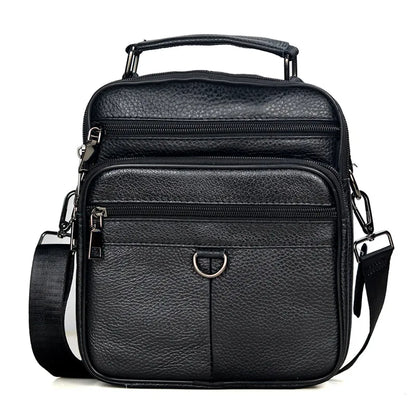 Stylish Men's Genuine Leather Briefcase - High-Quality Cowhide Messenger Bag with Zipper Closure for iPad and Daily Use