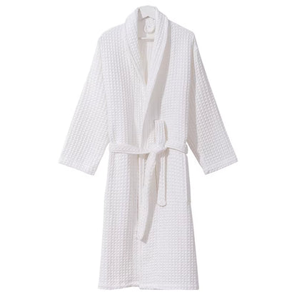 100%Cotton Waffle Kimono Robes Unisex Lovers Soft Bath Robe Menwomen Nightrobe Sleepwear Male Casual Home Bathrobe