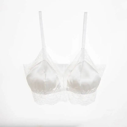 French 100% Mulberry Silk Bra Underwear Sexy Lace Spring and Summer Padded Wireless Seamless Female Everyday