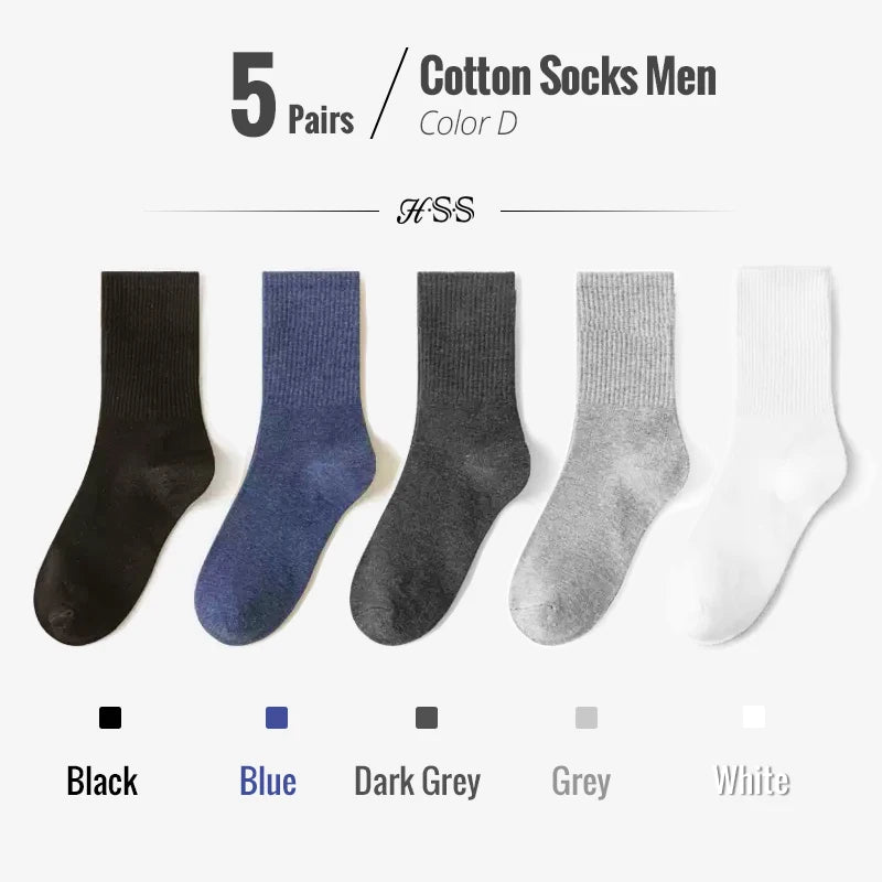 5/10 Pairs 95% Combed Cotton Socks Men Business Dress Long Socks Soft Breathable Spring Summer Colorful Sock for Man 5Pairs/Lot
