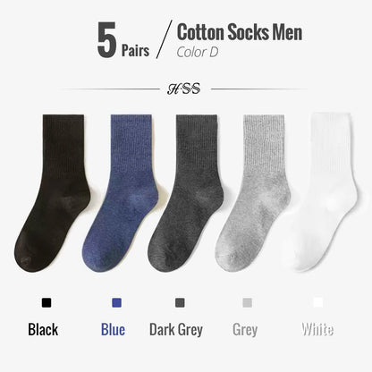 5/10 Pairs 95% Combed Cotton Socks Men Business Dress Long Socks Soft Breathable Spring Summer Colorful Sock for Man 5Pairs/Lot