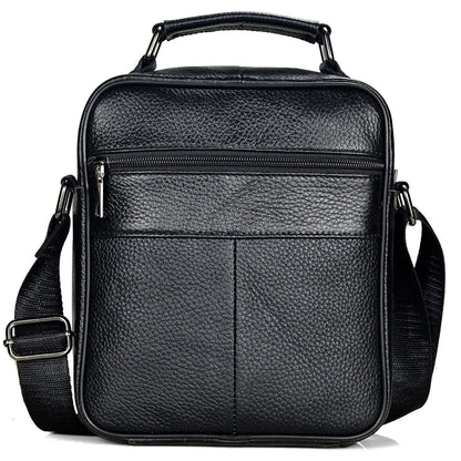 Stylish Men's Genuine Leather Briefcase - High-Quality Cowhide Messenger Bag with Zipper Closure for iPad and Daily Use