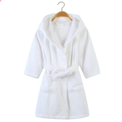 100% Cotton Toweling Terry Robe Kids Cartoon Robe Boy&Girls Hooded Robe Winter Warm Bathrobe Soft Sleeprobe Kids Casual Homewear