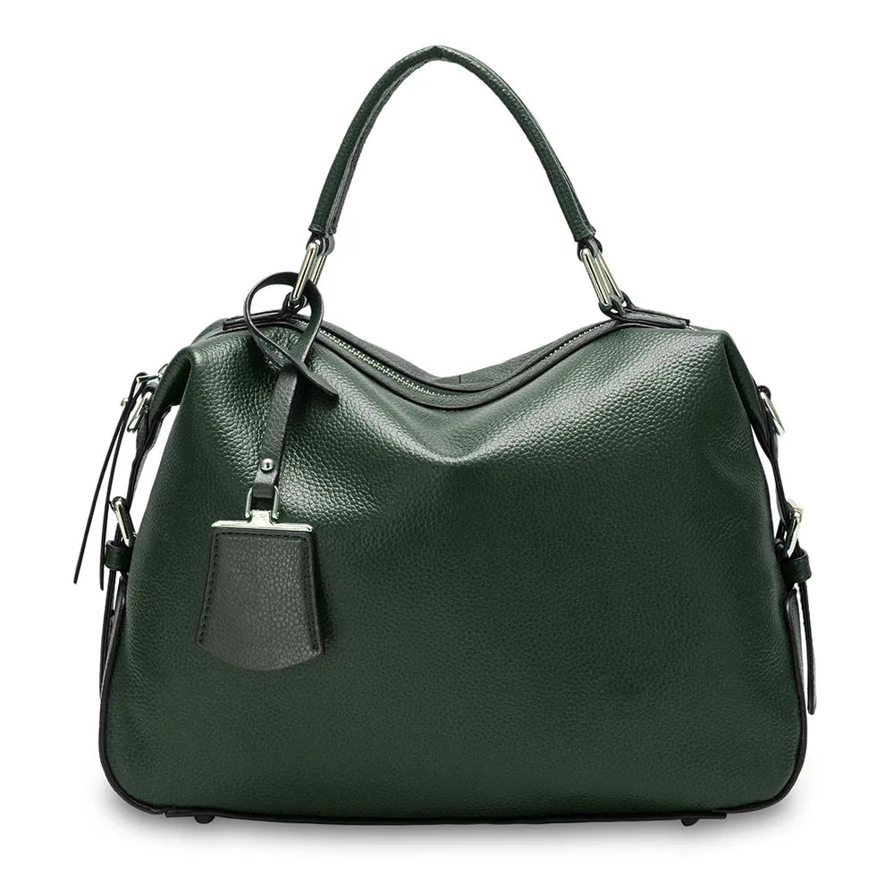 Fashion Women Tote Bag 100% Genuine Leather Handbags Female Boston Charm Messenger Crossbody Purse Luxury Shoulder Bags