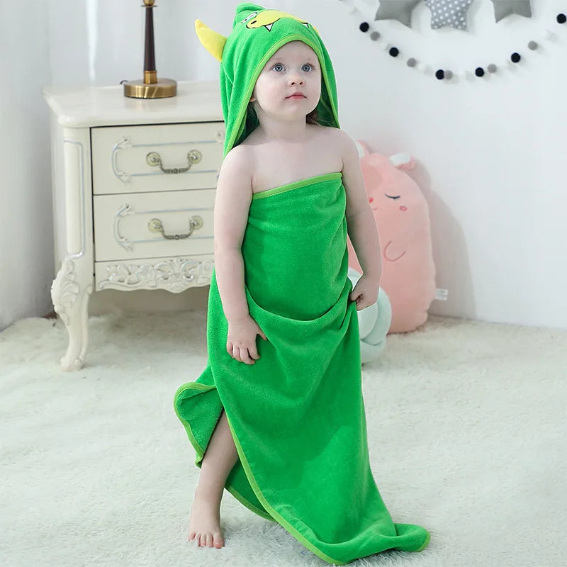 Kids Beach Towel Infant 100% Cotton Bathrobe Baby Boys Girls Spring Animal Hooded Bath Towel 90*90Cm Children Cartoon Blanket