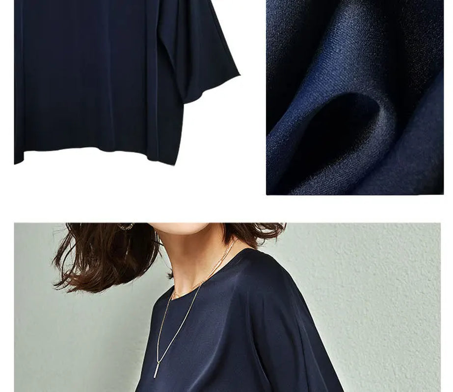 Silk T Shirt Nude Pullover 19 Mm Luxury Stretched Autumn Spring Soie Soft Loose Women Silkki Silke Jedwab Seda Top