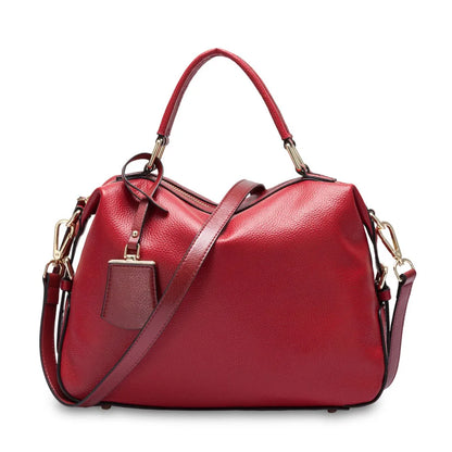 Fashion Women Tote Bag 100% Genuine Leather Handbags Female Boston Charm Messenger Crossbody Purse Luxury Shoulder Bags