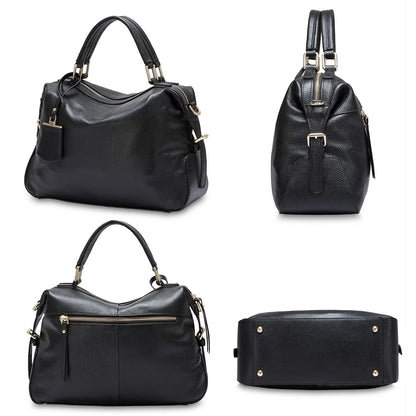 Fashion Women Tote Bag 100% Genuine Leather Handbags Female Boston Charm Messenger Crossbody Purse Luxury Shoulder Bags