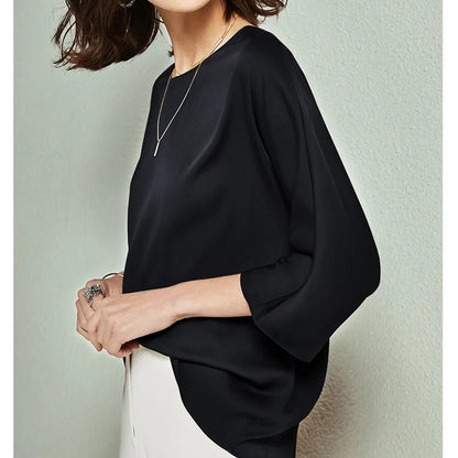 Silk T Shirt Nude Pullover 19 Mm Luxury Stretched Autumn Spring Soie Soft Loose Women Silkki Silke Jedwab Seda Top