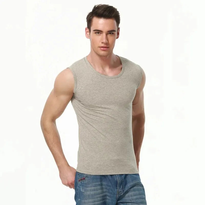 1/3/5 Pcs Men'S Cotton Sleeveless Thin Vest Young Men'S Wide-Shouldered Sports Fitness Slim Vest Thin Joker Tight Vest Breathabl