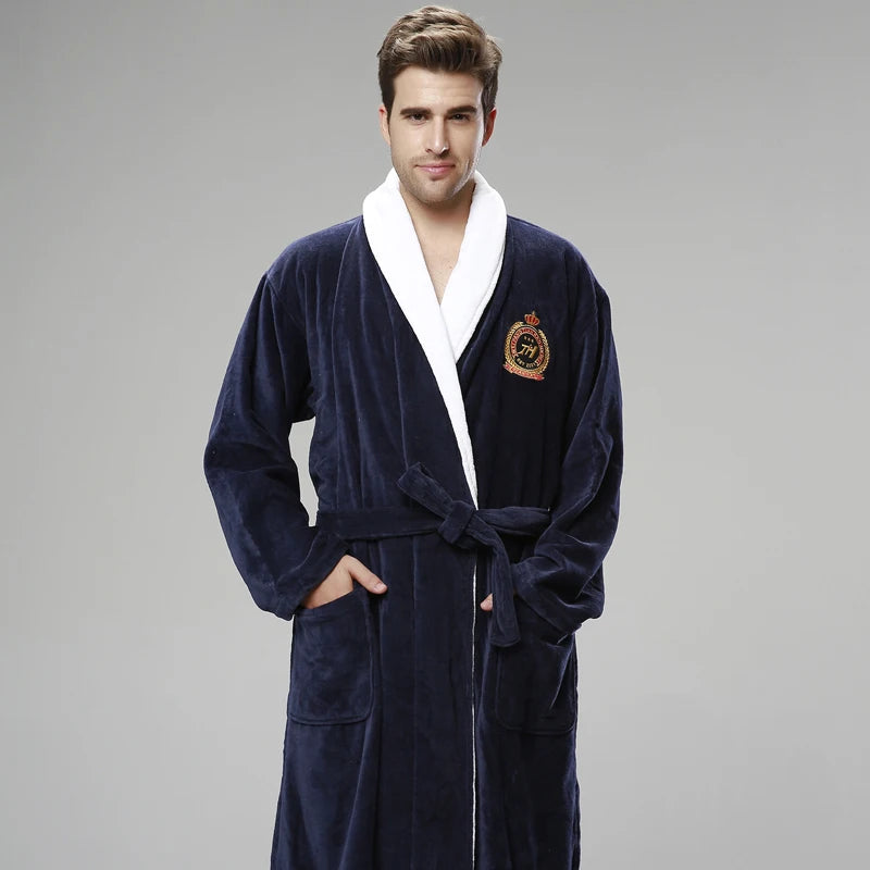 Bathrobe 100% Cotton Cut Velvet Towel Material Thickening Increase Hotel Yukata Men'S Winter Pyjamas Beauty Salon Nightgown
