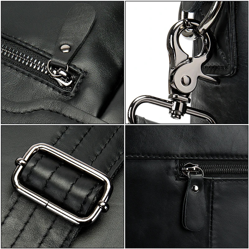 Stylish MVA Men's Genuine Leather Shoulder Bag - Versatile Messenger Tote for 14" Laptops