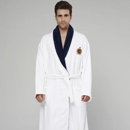 Bathrobe 100% Cotton Cut Velvet Towel Material Thickening Increase Hotel Yukata Men'S Winter Pyjamas Beauty Salon Nightgown