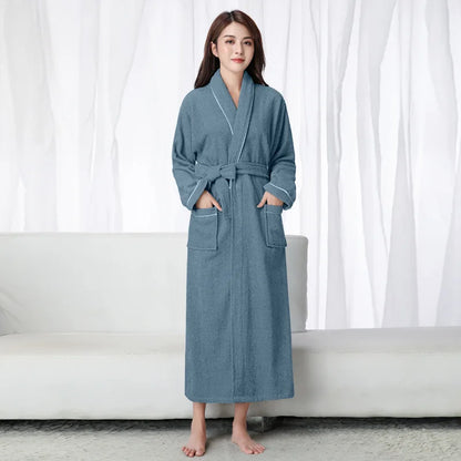 100% Cotton Toweling Terry Extra Long Robe Lovers Soft Bath Robe Men and Women Nightrobe Sleepwear Male Casual Home Bathrobe