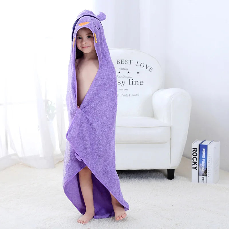 Kids Beach Towel Infant 100% Cotton Bathrobe Baby Boys Girls Spring Animal Hooded Bath Towel 90*90Cm Children Cartoon Blanket