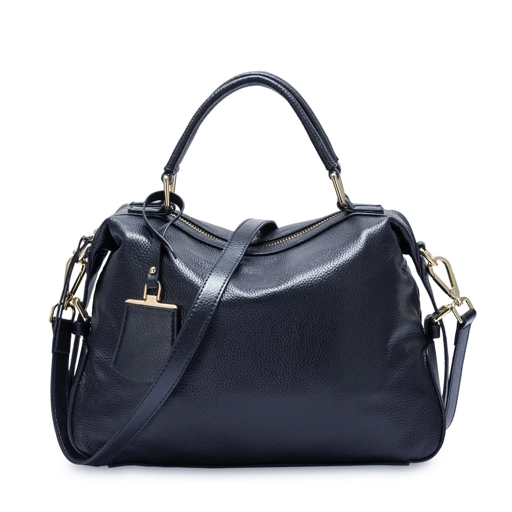 Fashion Women Tote Bag 100% Genuine Leather Handbags Female Boston Charm Messenger Crossbody Purse Luxury Shoulder Bags