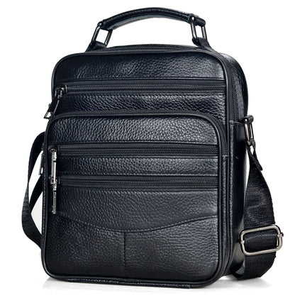 Stylish Men's Genuine Leather Briefcase - High-Quality Cowhide Messenger Bag with Zipper Closure for iPad and Daily Use