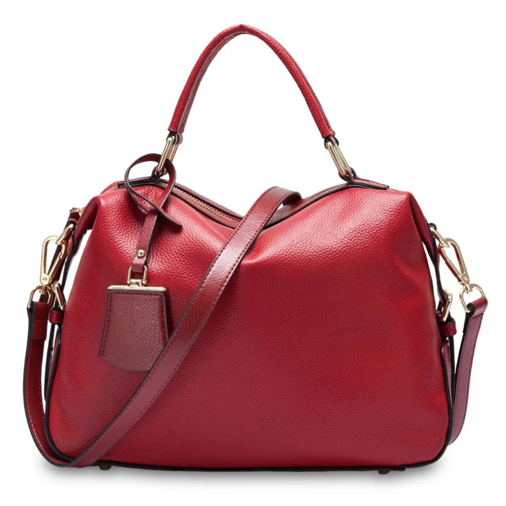 Fashion Women Tote Bag 100% Genuine Leather Handbags Female Boston Charm Messenger Crossbody Purse Luxury Shoulder Bags