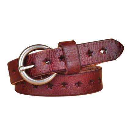 2.3CM Fashion Women Belt Brand Designer Luxury Full Grain Leather Belt Genuine Leather Cowskin Hollow Out Popular Ladies Belt