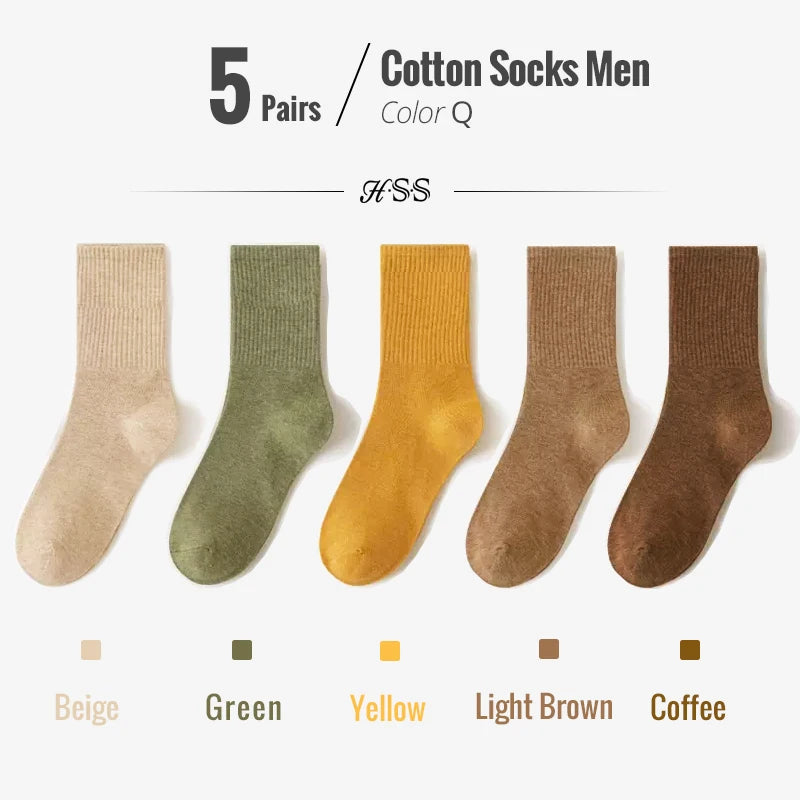 5/10 Pairs 95% Combed Cotton Socks Men Business Dress Long Socks Soft Breathable Spring Summer Colorful Sock for Man 5Pairs/Lot