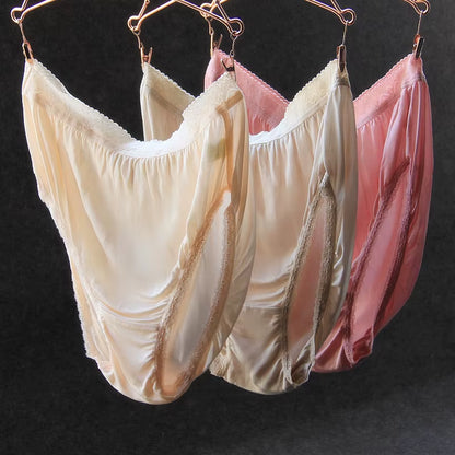 Women Silk Panties Maternity Underwear Summer Thin Seamless Lace Large Size High Waist Pregnancy Middle-Aged plus Size