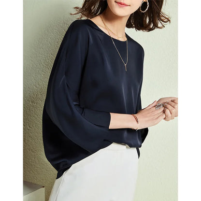 Silk T Shirt Nude Pullover 19 Mm Luxury Stretched Autumn Spring Soie Soft Loose Women Silkki Silke Jedwab Seda Top
