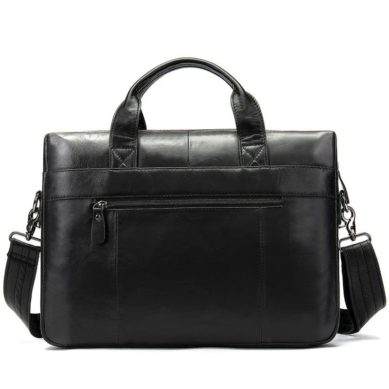 Stylish MVA Men's Genuine Leather Shoulder Bag - Versatile Messenger Tote for 14" Laptops