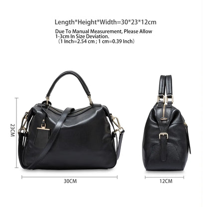 Fashion Women Tote Bag 100% Genuine Leather Handbags Female Boston Charm Messenger Crossbody Purse Luxury Shoulder Bags