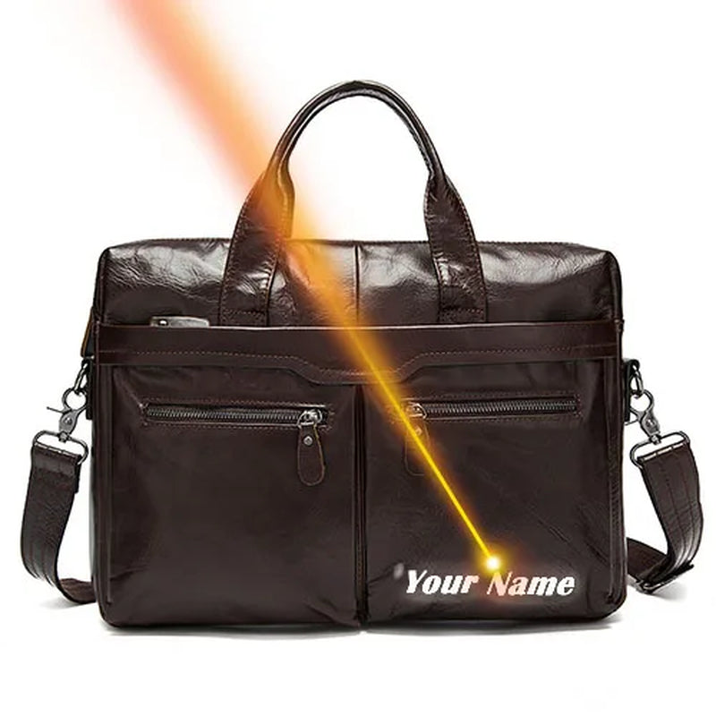 Stylish MVA Men's Genuine Leather Shoulder Bag - Versatile Messenger Tote for 14" Laptops