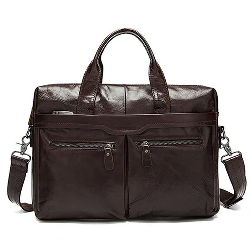 Stylish MVA Men's Genuine Leather Shoulder Bag - Versatile Messenger Tote for 14" Laptops