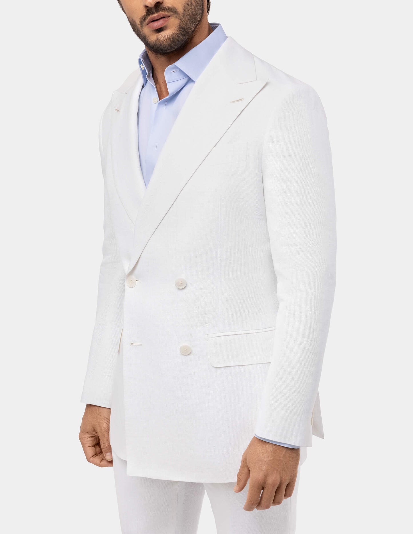 White Optical Double-Breasted Suit